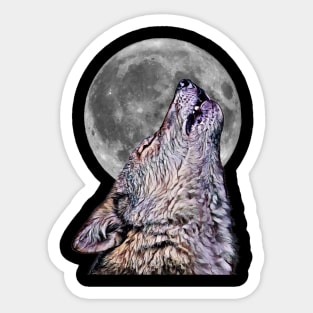 Wolf Howling at The Moon Sticker